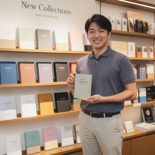 開いたジャーナルに手書きのメモとカラフルな付箋が置かれているシーン